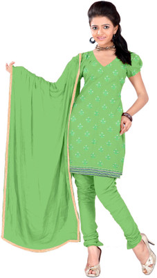 

Khushali Chanderi Self Design, Embroidered Salwar Suit Dupatta Material(Un-stitched), Green