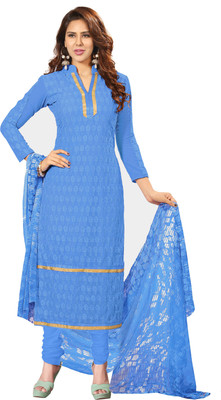 

Jiya Georgette Self Design, Embroidered Salwar Suit Dupatta Material(Un-stitched), Blue