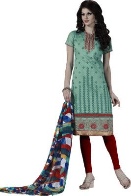 

Trendz Apparels Chanderi Printed Dress/Top Material(Un-stitched), Green