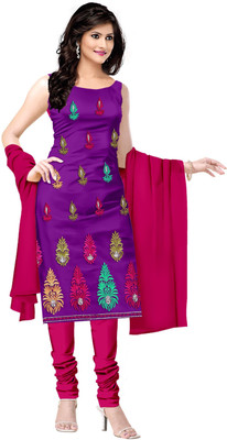 

Jiya Crepe Self Design, Embroidered Salwar Suit Dupatta Material(Un-stitched), Pink;purple