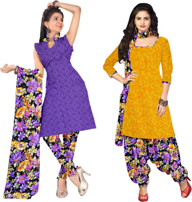 

Women Latest Fancy Designer Salwar Suit Crepe Printed Salwar Suit Dupatta Material(Un-stitched), Multicolor