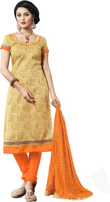 

Khushali Silk Self Design Salwar Suit Dupatta Material(Un-stitched), Beige;orange