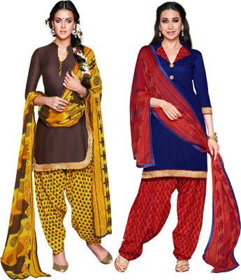 

Khushali Cotton Self Design, Printed Salwar Suit Dupatta Material(Un-stitched), Coffee;navy blue