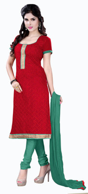 

Jiya Chanderi Self Design, Embroidered Salwar Suit Dupatta Material(Un-stitched), Rama green;red