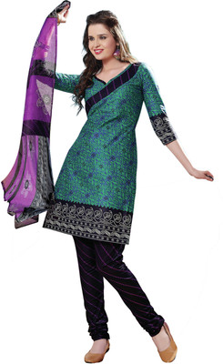 

Khushali Cotton Self Design, Printed Salwar Suit Dupatta Material(Un-stitched), Rama green
