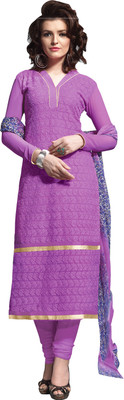 

Khushali Georgette Self Design, Embroidered Salwar Suit Dupatta Material(Un-stitched), Purple