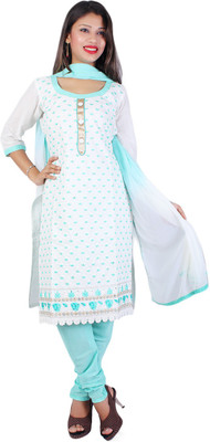 

Roohi Cotton Embroidered Salwar Suit Dupatta Material(Un-stitched), White