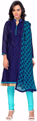 

Lizafab Chanderi Embroidered Salwar Suit Dupatta Material(Un-stitched), Blue