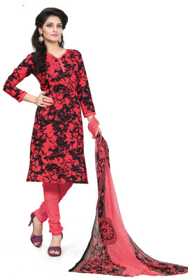

The Four Hundred Cotton Polyester Blend Printed Semi-stitched Salwar Suit Dupatta Material, Red