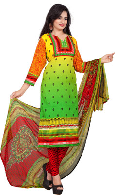 

Raagvi Crepe Printed Salwar Suit Dupatta Material(Un-stitched), Green