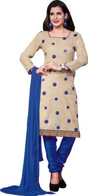 

Jiya Jute Self Design, Embellished Salwar Suit Dupatta Material(Un-stitched), Beige;blue