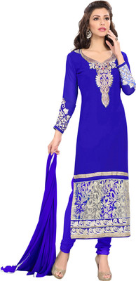 

Khushali Georgette Self Design, Embroidered Salwar Suit Dupatta Material(Un-stitched), Blue
