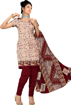

Khushali Cotton Self Design, Printed Salwar Suit Dupatta Material(Un-stitched), Beige;maroon