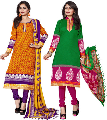 

Khushali Silk Self Design, Printed Salwar Suit Dupatta Material(Un-stitched), Green;yellow