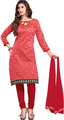 

Khushali Chanderi Printed Salwar Suit Dupatta Material(Un-stitched), Pink;red