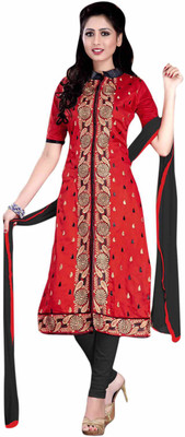

Trendz Apparels Cotton Polyester Blend Embroidered Salwar Suit Dupatta Material(Un-stitched), Red