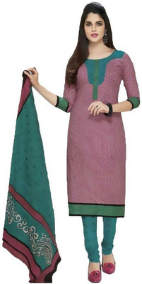 

Rajhans Creation Cotton Printed Salwar Suit Dupatta Material(Un-stitched), Pink