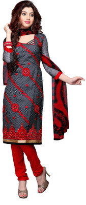 

Trendz Apparels Georgette Embroidered Dress/Top Material(Un-stitched), Grey