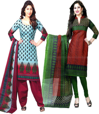 

Javuli Cotton Printed Dress/Top Material(Un-stitched), Multicolor