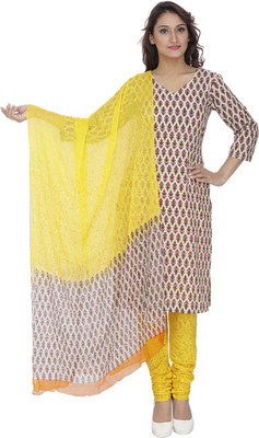 

PinkShink Cotton Printed Salwar Suit Dupatta Material(Un-stitched), Beige