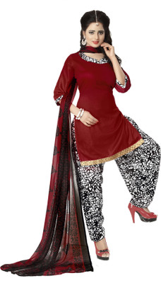 

Khushali Cotton Self Design Salwar Suit Dupatta Material(Un-stitched), Black;red;white