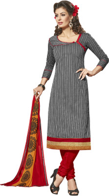 

Khushali Cotton Self Design, Embroidered Salwar Suit Dupatta Material(Un-stitched), Black;grey;red
