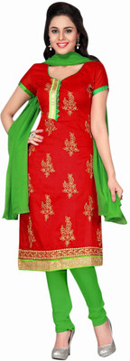 

Trendz Apparels Chanderi Embroidered Dress/Top Material(Un-stitched), Red