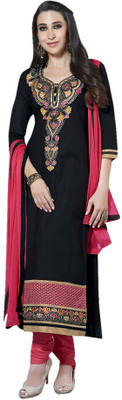 

Trendz Apparels Cotton Embroidered Salwar Suit Dupatta Material(Un-stitched), Black