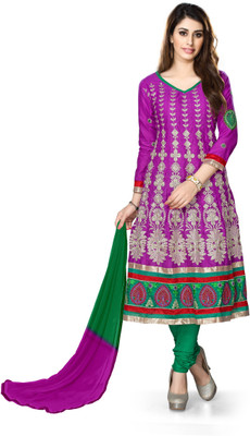 

Jiya Cotton Self Design, Embroidered Salwar Suit Dupatta Material(Un-stitched), Light green;purple