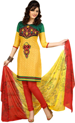 

Roohi Cotton Embroidered Salwar Suit Dupatta Material(Un-stitched), Yellow