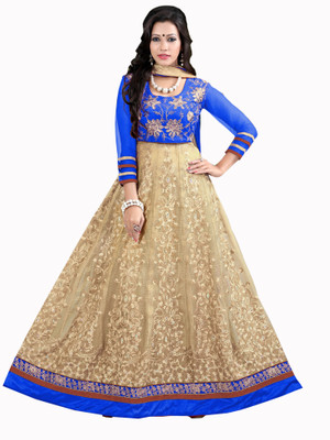 

Jiya Net Self Design, Embroidered, Embellished Salwar Suit Dupatta Material(Un-stitched), Beige;blue