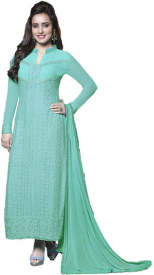 

Party Wear Dresses Georgette Embroidered Semi-stitched Salwar Suit Dupatta Material, Multicolor