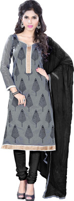 

Khushali Chanderi Self Design, Embroidered Salwar Suit Dupatta Material(Un-stitched), Grey