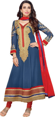 

Party Wear Dresses Georgette Embroidered Semi-stitched Salwar Suit Dupatta Material, Blue