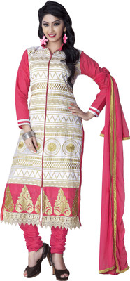 

Khushali Cotton Self Design, Embroidered Salwar Suit Dupatta Material(Un-stitched), Pink;white