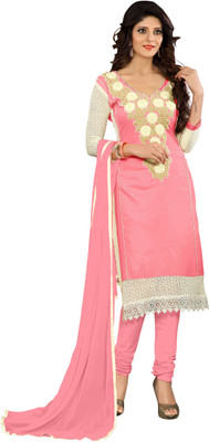 

Jiya Cotton Self Design, Embroidered, Embellished Salwar Suit Dupatta Material(Un-stitched), Pink