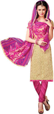 

Khushali Chanderi Self Design, Embroidered Salwar Suit Dupatta Material(Un-stitched), Beige;multicolor;pink