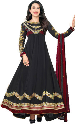 

Party Wear Dresses Georgette Embroidered Semi-stitched Salwar Suit Dupatta Material, Black