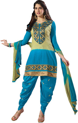 

Party Wear Dresses Cotton Embroidered Semi-stitched Salwar Suit Dupatta Material, Multicolor