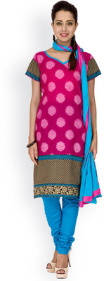 

EthnicQueen Cotton Floral Print, Solid Salwar Suit Dupatta Material(Un-stitched), Pink
