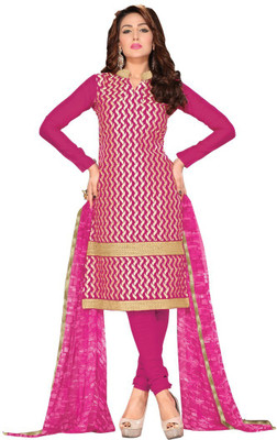 

Khushali Chanderi Self Design, Embroidered Salwar Suit Dupatta Material(Un-stitched), Rani