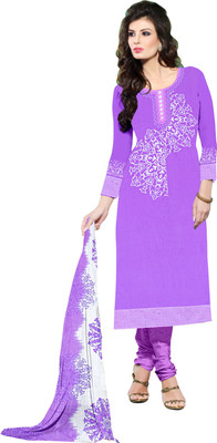 

Jiya Crepe Self Design, Printed Salwar Suit Dupatta Material(Un-stitched), Purple;white