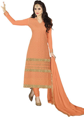 

Jiya Georgette Self Design, Embroidered Salwar Suit Dupatta Material(Un-stitched), Orange