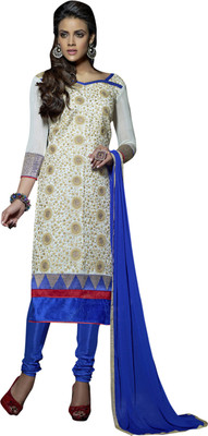 

Jiya Chanderi Self Design, Embroidered Salwar Suit Dupatta Material(Un-stitched), Beige;white