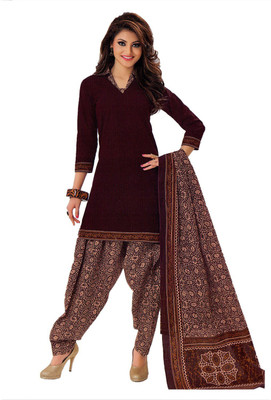

Sharvi Cotton Printed Salwar Suit Dupatta Material(Un-stitched), Brown