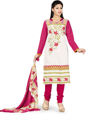 

Pshopee Cotton Printed Salwar Suit Dupatta Material(Un-stitched), Pink