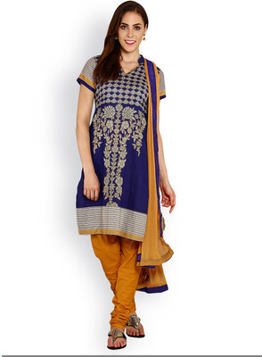 

EthnicQueen Cotton Floral Print, Solid Salwar Suit Dupatta Material(Un-stitched), Blue