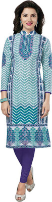

Wholesale Surat Cotton Printed Kurti Fabric(Un-stitched), Light blue;light green