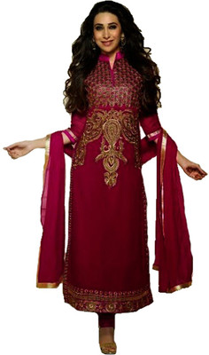

Indian Wear Online Georgette Embroidered Semi-stitched Salwar Suit Dupatta Material, Pink