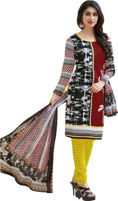 

Party Wear Dresses Cotton Printed Salwar Suit Dupatta Material(Un-stitched), Maroon